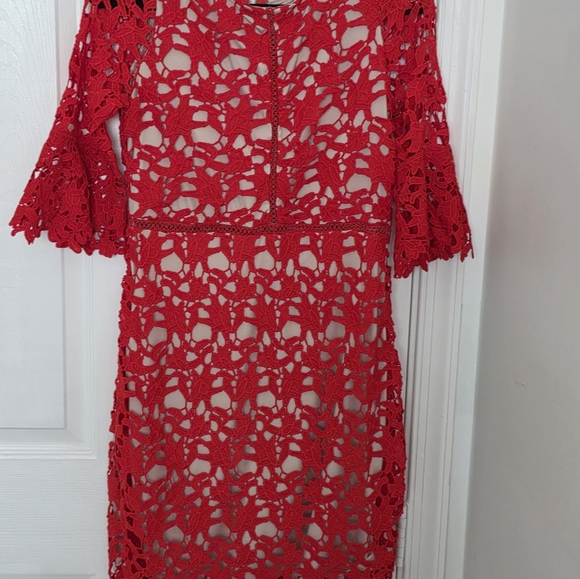 Ryan Michelle Women's Pe Lace Midi Dress Bell Sleeves Size Small - Picture 4 of 6